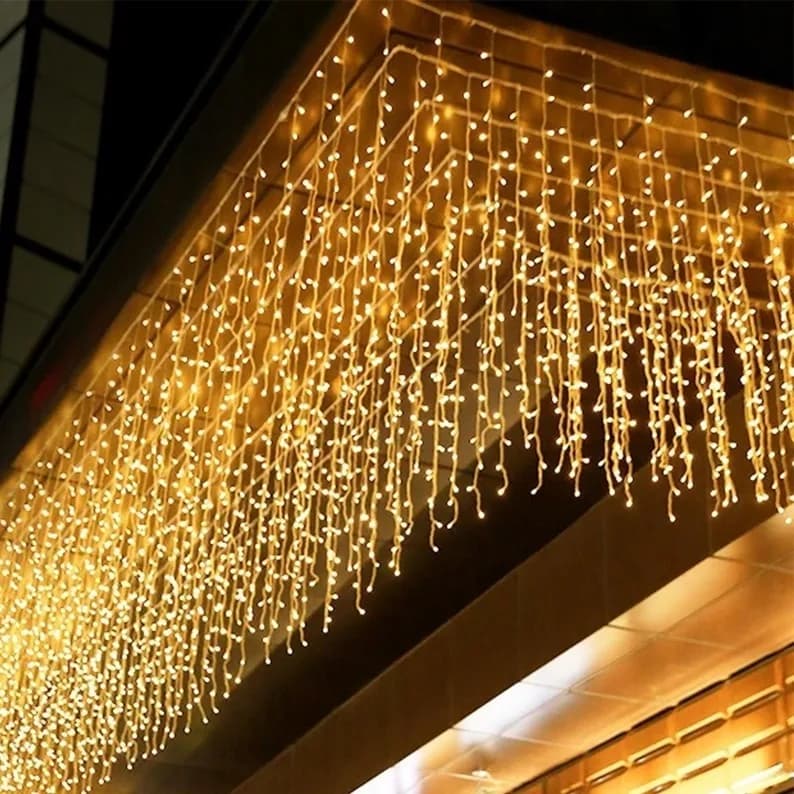 Cascata de LED 10 m com 400 luzes, 8 efeitos e à prova d'água