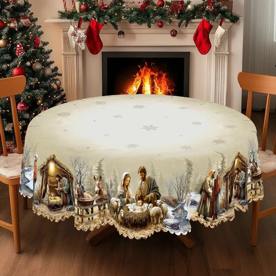 Toalha de mesa de Natal estampa presépio