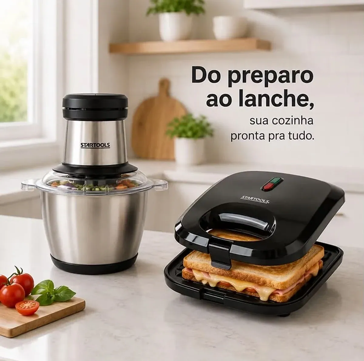 Kit cozinha 3 em 1 Startools: chaleira elétrica 2 L, processador 2 L e sanduicheira grill, foto 2