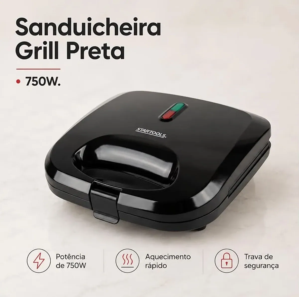 Kit cozinha 3 em 1 Startools: chaleira elétrica 2 L, processador 2 L e sanduicheira grill, foto 5