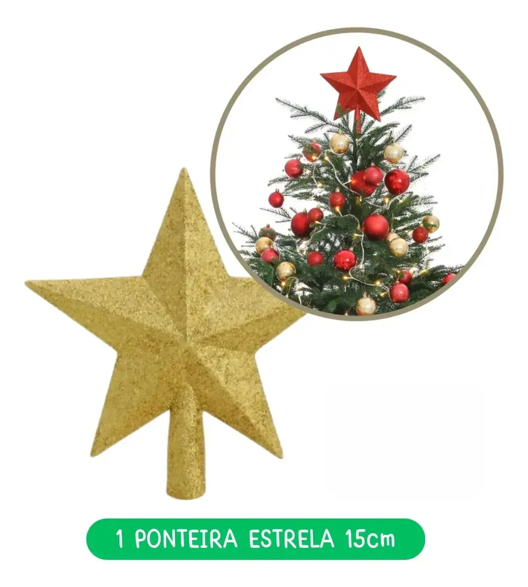 Kit 56 enfeites para árvore de Natal com ponteira e pisca-pisca, foto 8